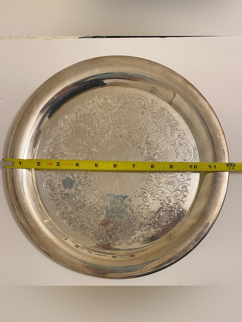 Vintage Silver Decorative Serving Tray - Ornate Embossed Design